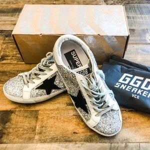 Golden Goose Silver Glitter-Black Superstar